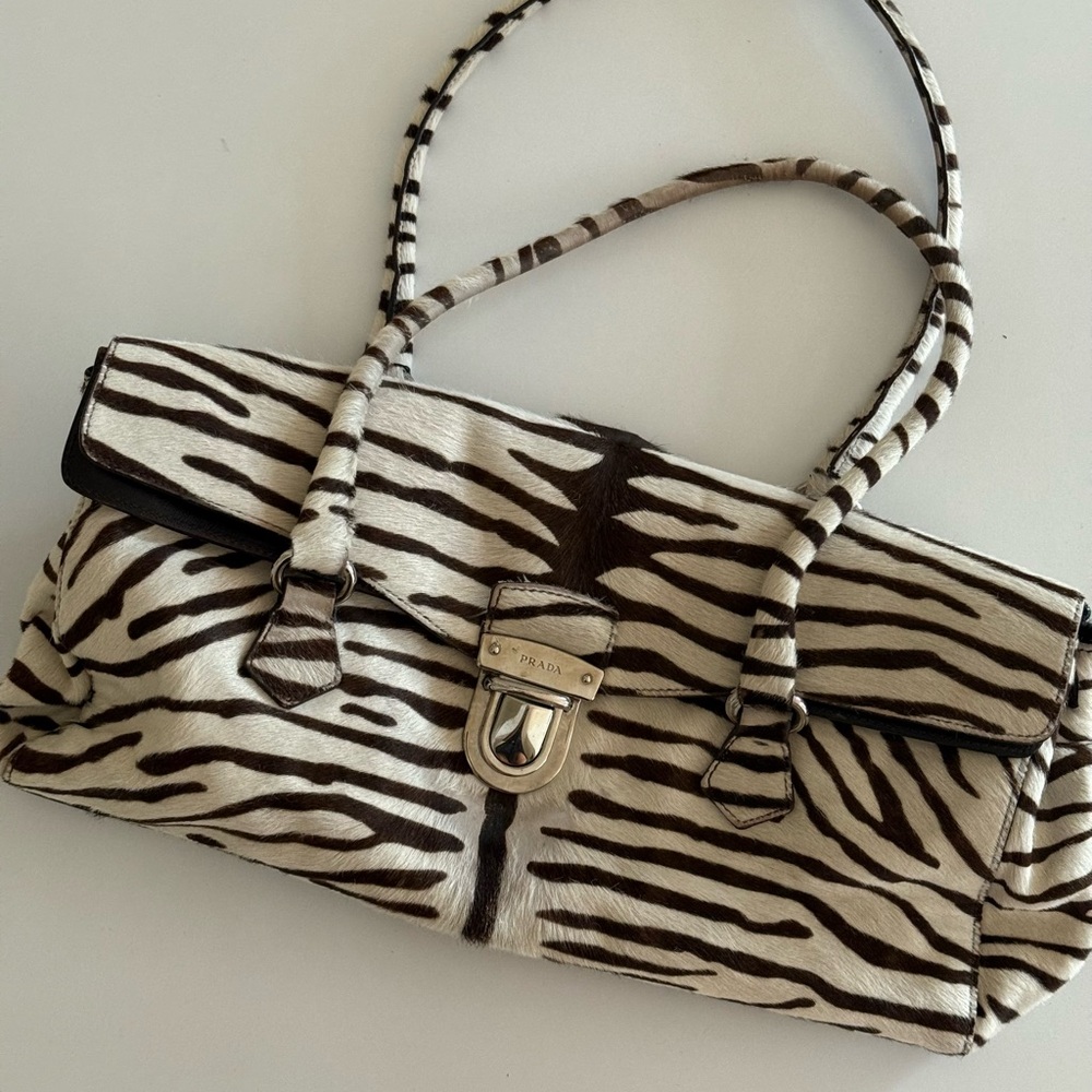 Prada Zebra Print pony hair Designer Handbag